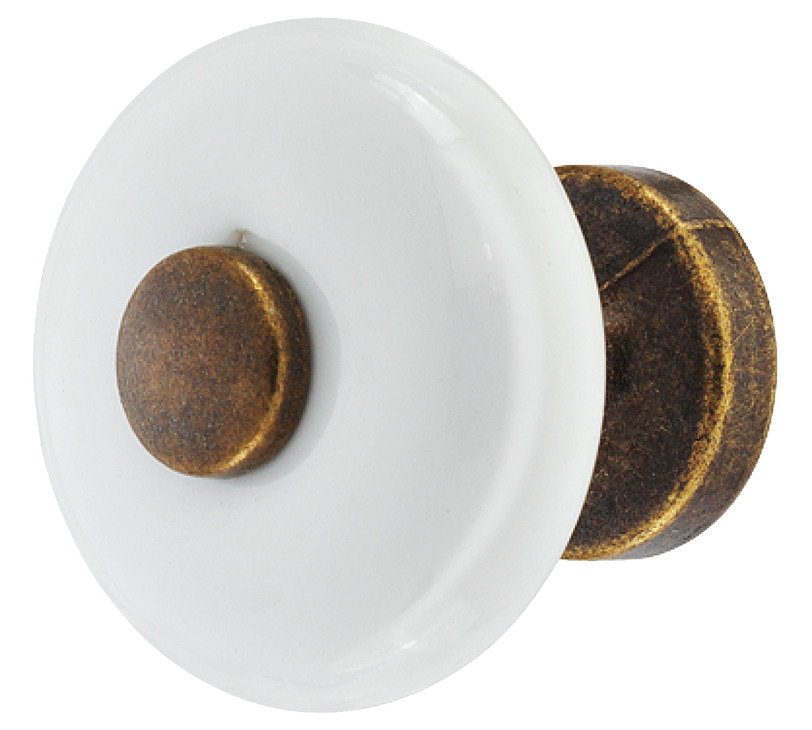 Dorezë orendie rrumbullake porcelani e bardhë me ngjyrë kafe Ø 30 mm