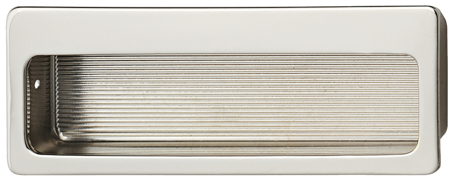 Dorezë prej tunxhi ,ngjyrë nikel, formë drejtkëndëshe për dyer rrëshqitëse 75 mm