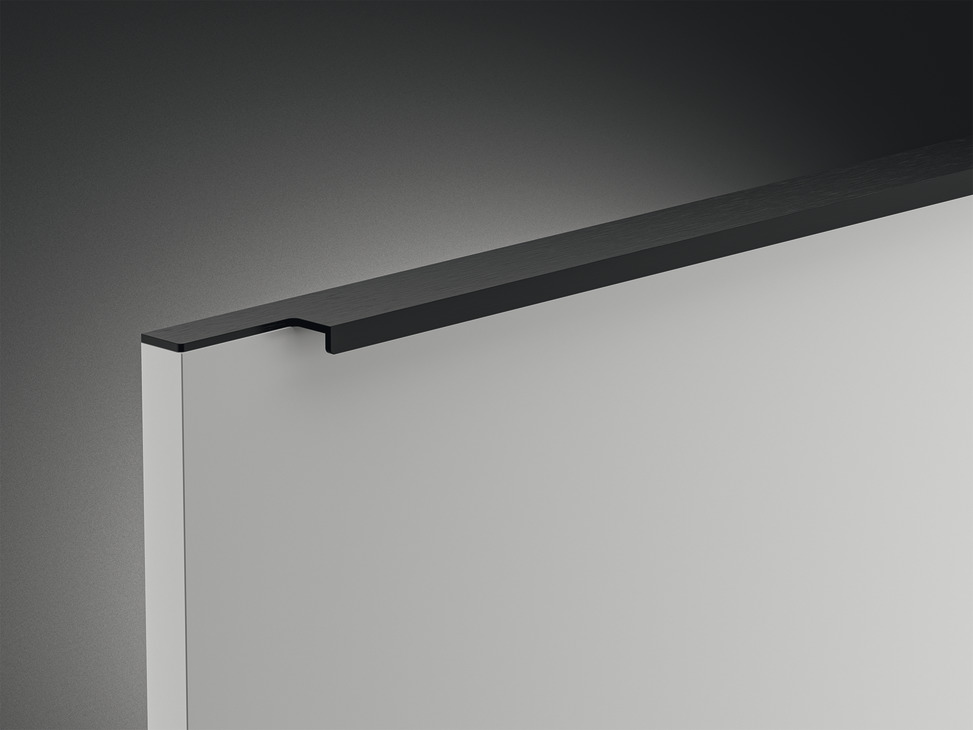 Dorezë orendie forma L nga alumini me tehe të drejtë , ngjyrë e zezë 295 mm