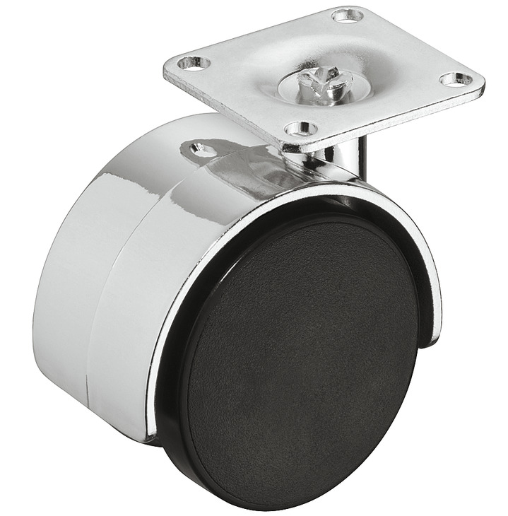 Rrotë me rrotullim të lirë prej plastike, Lartësia totale 50 mm, 40 kg