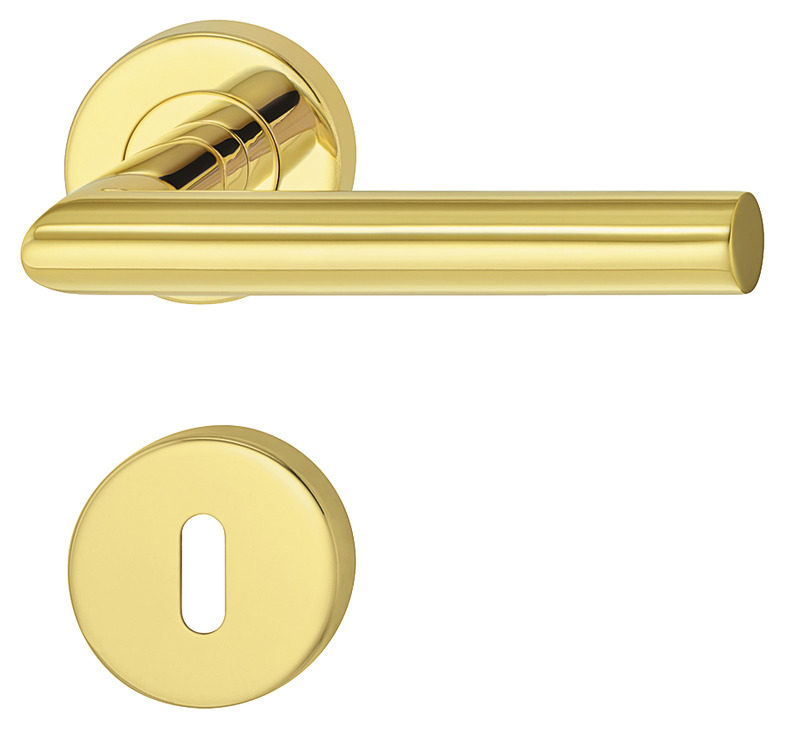 Dorezë dere formë L , roseta për çelës të thjeshtë , ngjyrë ari