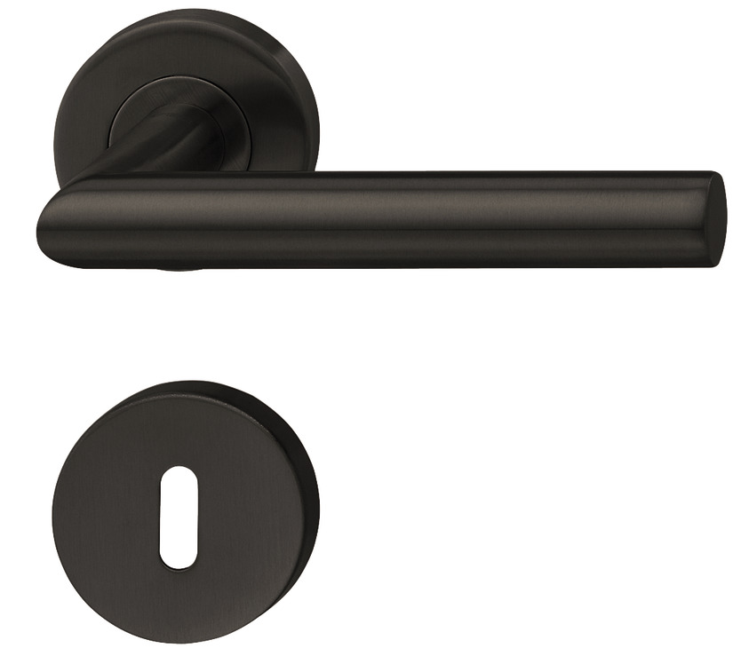 Dorezë dere formë L , roseta për çelës të thjeshtë , ngjyrë e zezë