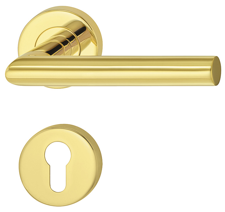 Dorezë dere formë L , roseta për cilindër , ngjyrë ari