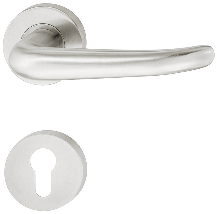 Dorezë dere formë J, roseta për cilindër , ngjyrë argjendi