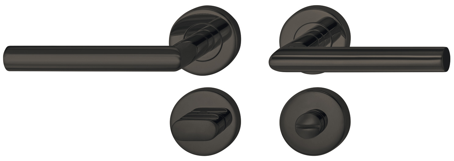 Dorezë dere formë L , roseta për banjo , ngjyrë e zezë