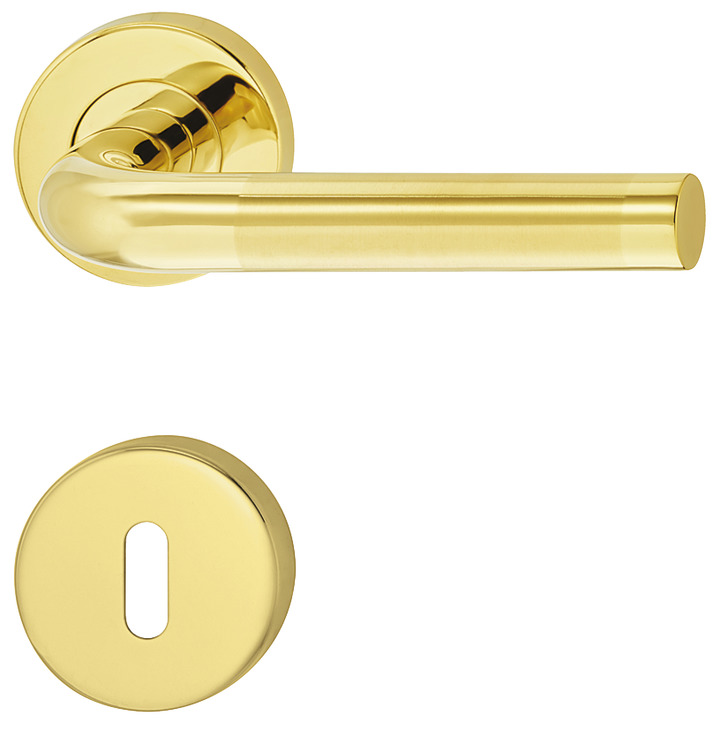 Dorezë dere formë J , roseta për çelës të thjeshtë , ngjyrë ari