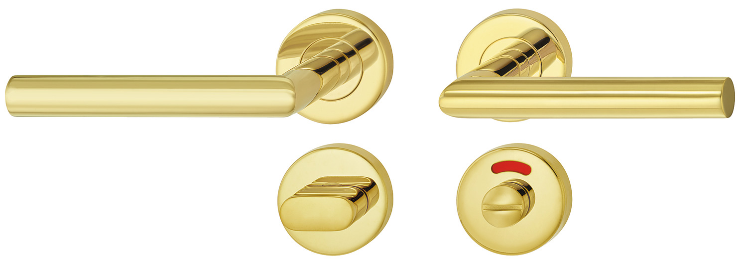 Dorezë dere formë L , roseta për banjo , ngjyrë ari