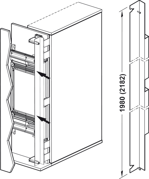 Hafele Slido F-Park72 60B, Mbulesa e Profilit, Lartësia 2,200-2,700 mm