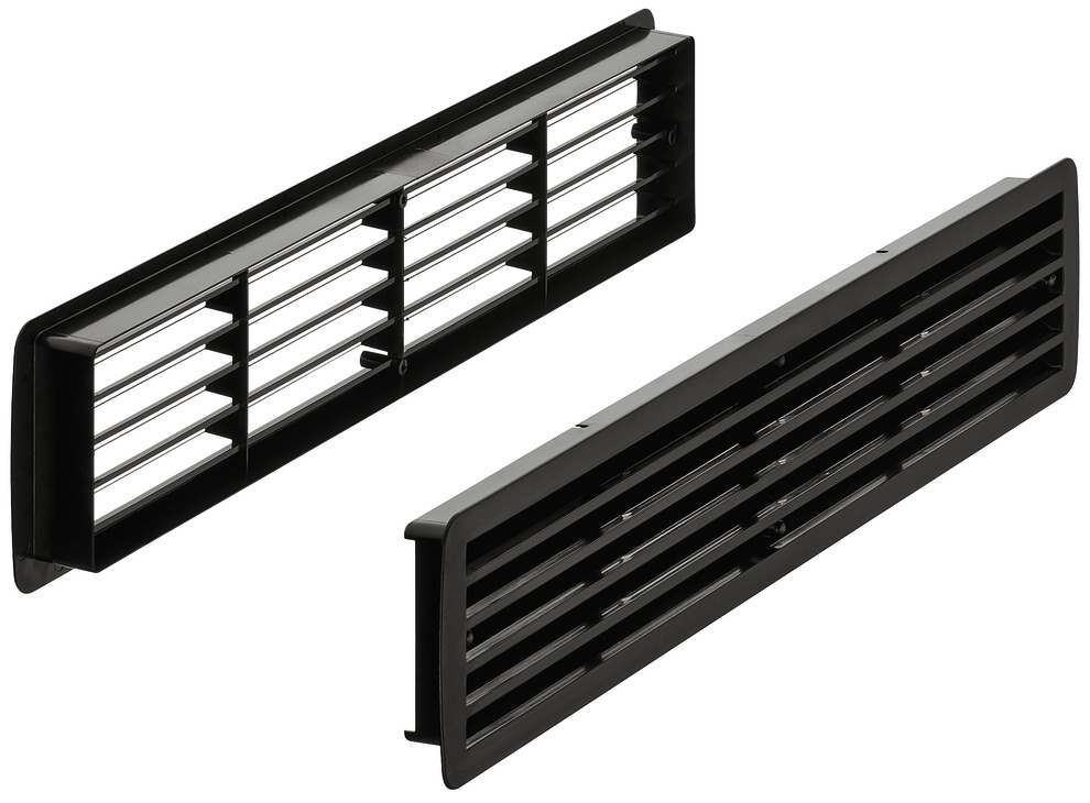Grilla ventilimi për dyer të banjove, 457x92 mm, ngjyrë e zezë