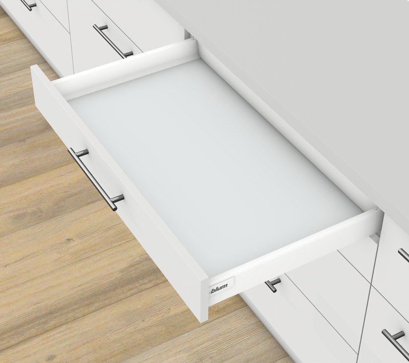 Set sirtarësh, Blum Tandembox antaro, lartësia e sistemit N, lartësia anësore e sirtarit 68 mm, kapaciteti mbajtës i ngarkesës 30 kg