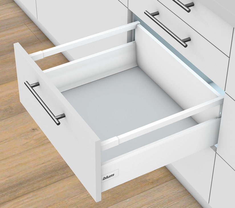 Set fiksimi për derën përpara, Blum Tandembox antaro, kangjella D, lartësia e sistemit K, lartësia anësore e sirtarit 115 mm