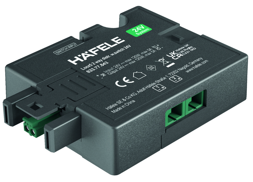 Shpërndarës 2-kahësh, Häfele Loox5 24 V nga kutia në kuti me funksion ndërrimi 2-pin (njëngjyrësh)