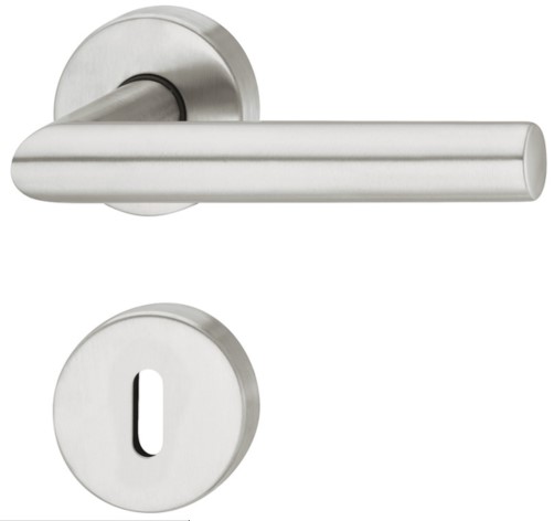 Dorezë dere formë L , roseta për çelës të thjeshtë , ngjyrë argjendi