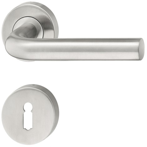 Dorezë dere formë J , roseta për çelës të thjeshtë , ngjyrë argjendi