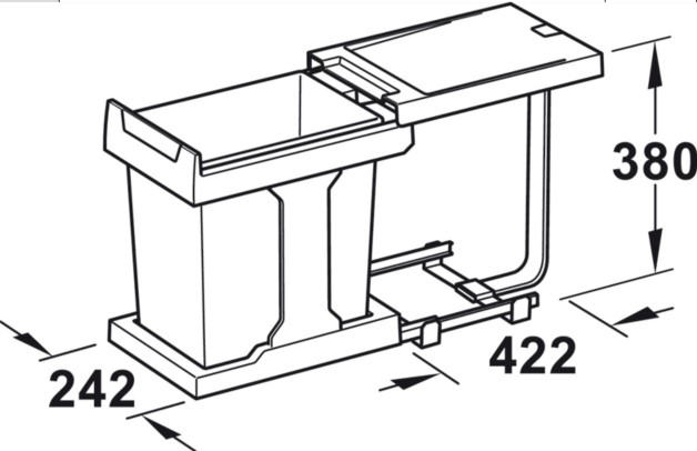 Einfach-Abfallsammler-20-liter-Hailo-solo-3635-01-montage-hinter-Drehturen-3
