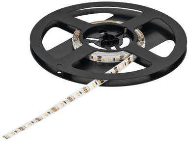 Shirit LED-i, "Häfele Loox5 Eco LED 2074 " 12 V 8 mm 2-pol, 5 m (monokrom), 120 LED/m, 9,6 W/m, IP20, dritë e ftohtë 4000 K, klasa e efikasitetit të energjisë F.