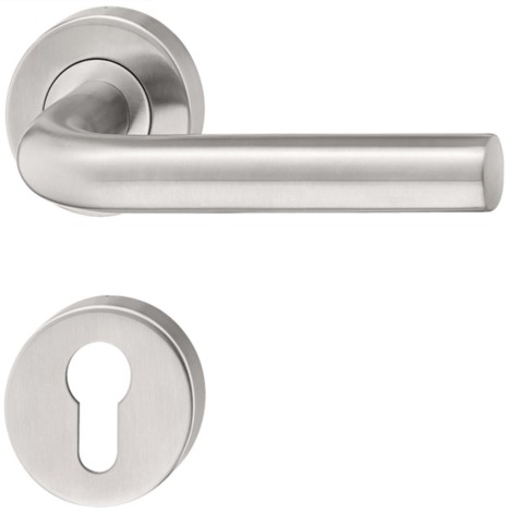 Dorezë dere formë J , roseta për cilindër , ngjyrë argjendi