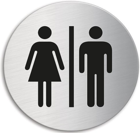 Simbol formë rrethore „Zonjat dhe Zotërinjët“, çelik mat, 75 mm