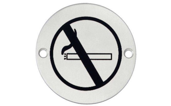 Simbol formë rrethore „No-Smoking“, çelik mat, 75 mm