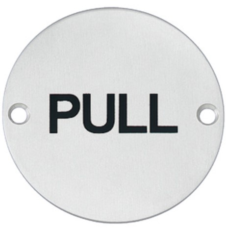 Simbol formë rrethore „PULL“, çelik mat, 75 mm