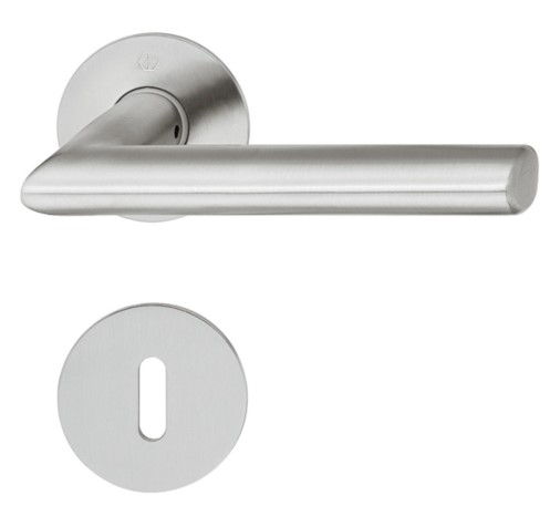 Dorezë dere formë L , roseta për çelës të thjeshtë , ngjyrë argjendi