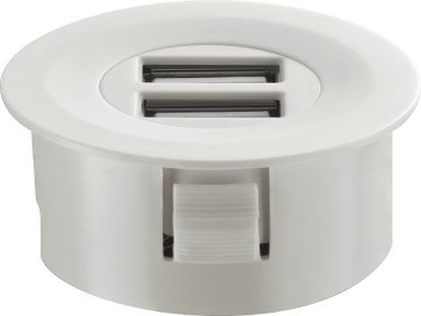 Stacion ngarkimi USB, modular, për sistemin 12 V, 5 V / 2,1 A, i bardhë