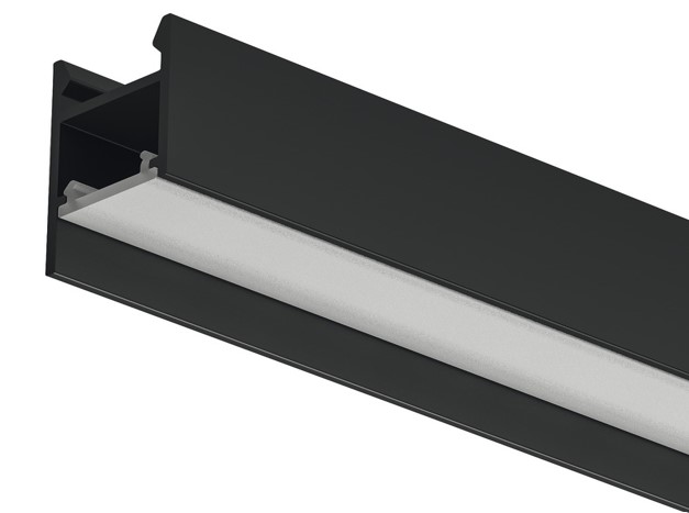 Profil LED-i "Häfele Loox5 2104" për shiritë LED 8 mm, Alumini, i anodizuar me ngjyrë të zezë, 3000 mm gjerësia11 mm ,kalueshmëria e dritës 60-70%