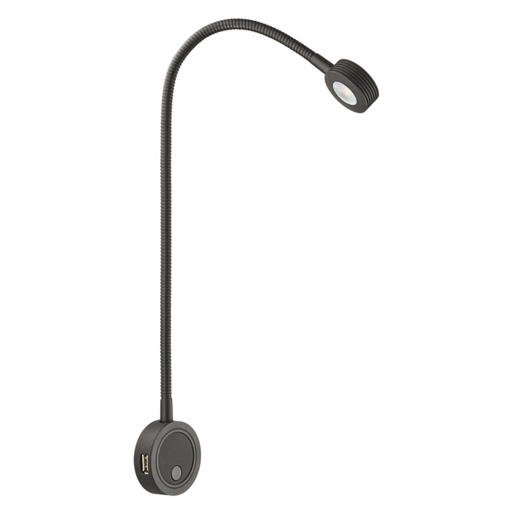 Llampa fleksibile e zezë 12 V, 4000 K , me stacion ngarkimi USB, 2 nivele të ndriçimit , efikasiteti A+