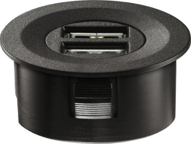 Stacion ngarkimi USB, modular, për sistemin 12 V, 5 V / 2,1 A, i zi
