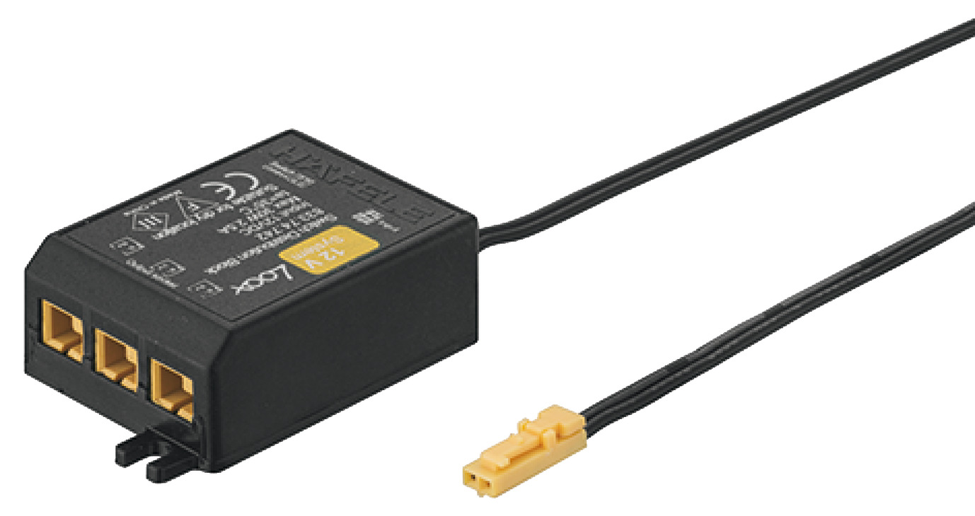 Shpërndarës 42 W për 12 V me 3 porta , 1 port për ndërprerës