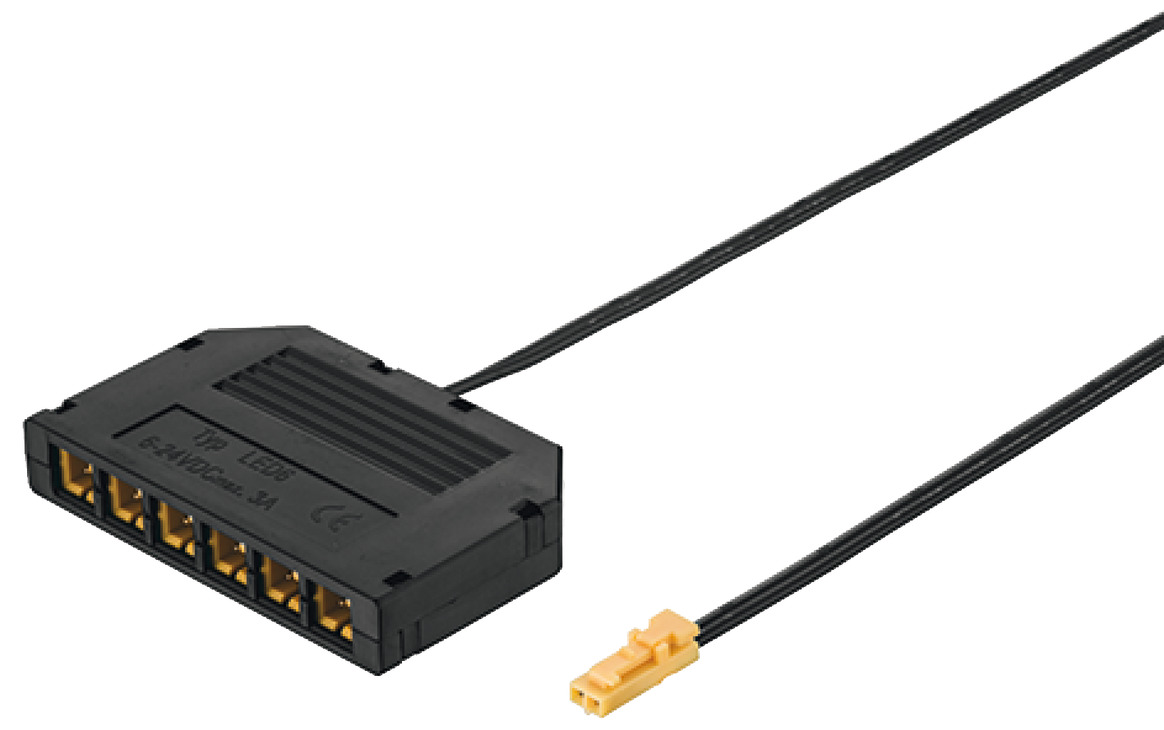 Shpërndarës i vogël 42 W për 12 V me 6 porta ,pa port për ndërprerës