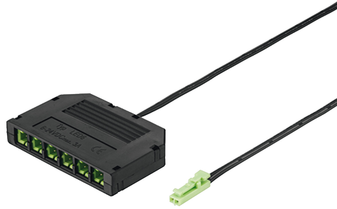 Shpërndarës i vogël 60 W për 24 V me 6 porta ,pa port për ndërprerës