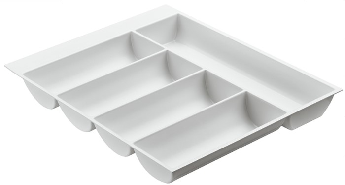 Organizues sirtari ( Fijoka ) për enë kuzhine( lugë,piruna, thikë) nga plastika e bardhë ,gjerësi korpusi 600mm ,gjatësi 500mm ,thellësi 50mm