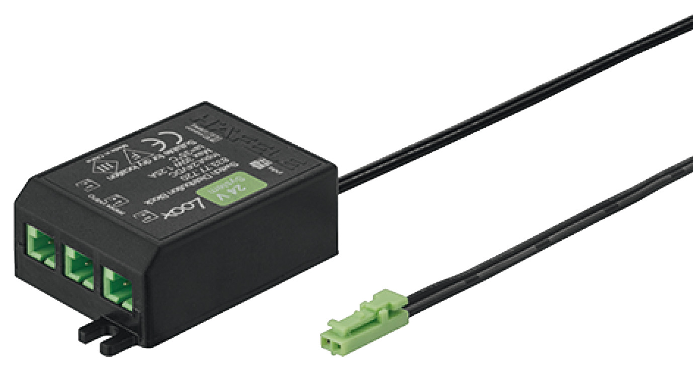 Shpërndarës 84 W për 24 V me 3 porta , 1 port për ndërprerës