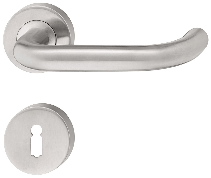 Dorezë dere formë U, roseta për çelës të thjeshtë , ngjyrë argjendi