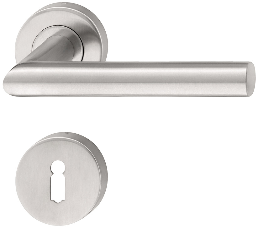 Dorezë dere formë L , roseta për çelës të thjeshtë , ngjyrë argjendi